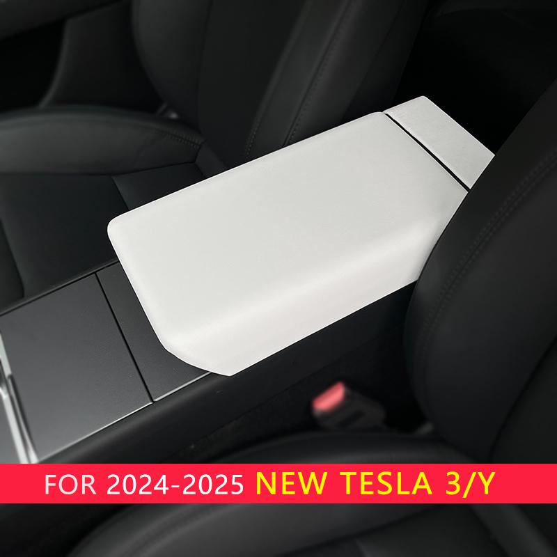 Для Tesla Model Y Launch Juniper 2025 Model 3 Highland 2024 Белая кожаная центральная консоль Рамка беспроводной зарядки Чехол