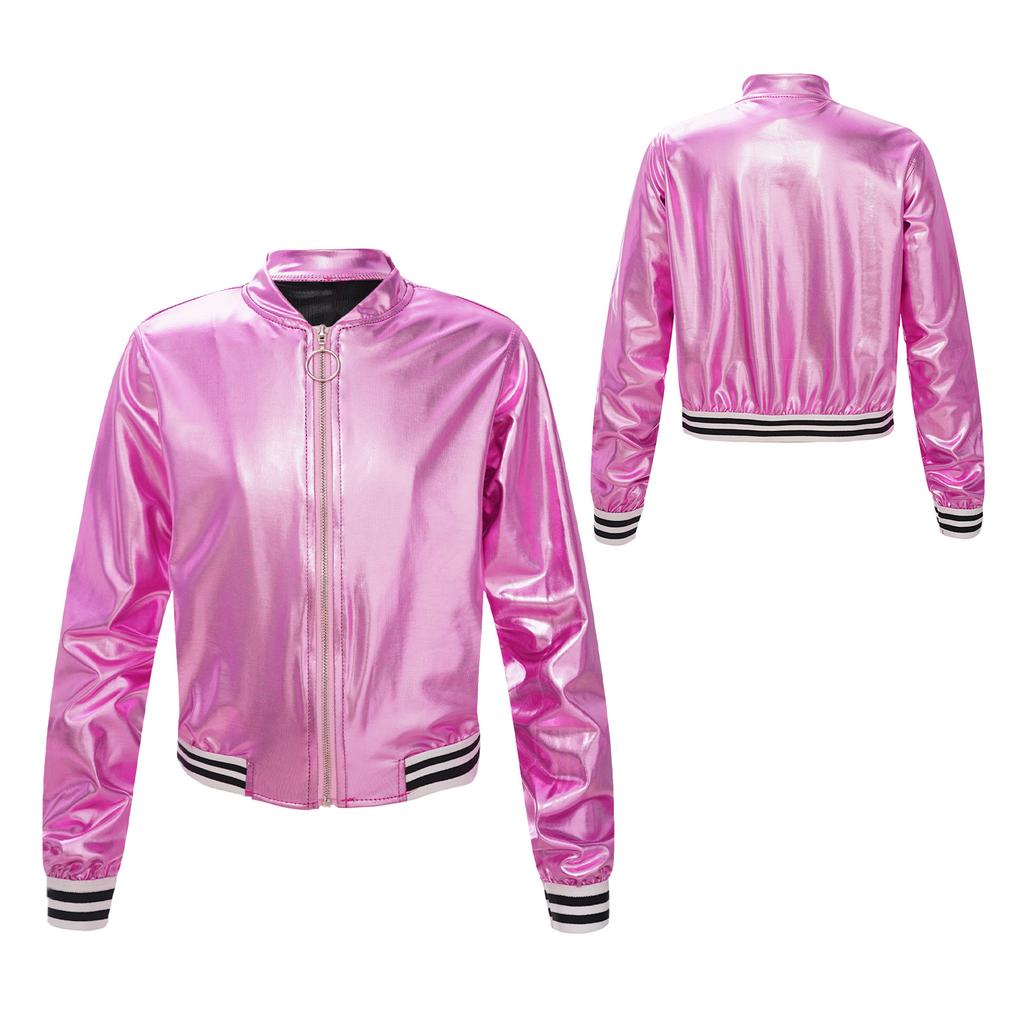 Детская бронзовая тканевая куртка для девочек, пальто, топ в стиле хип-хоп, джаз, современный танцевальный топ, костюм для дискотеки