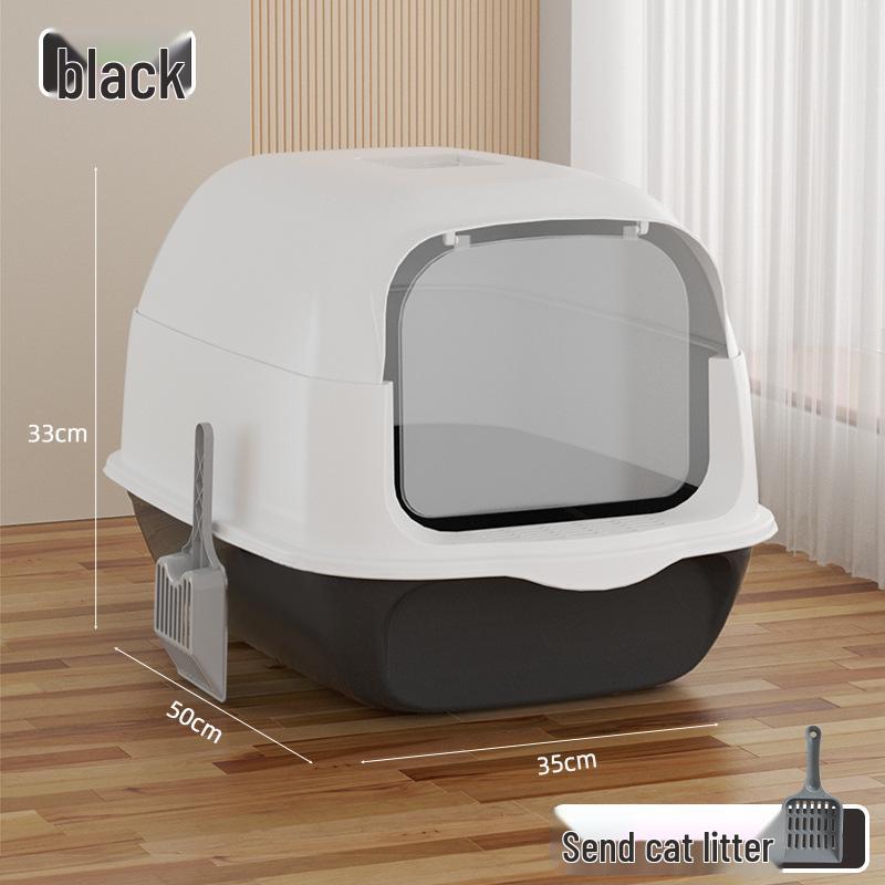 Extra Large Enclosed Cat Litter Box with Handle - Anti-Splash, Odor-Proof Design.