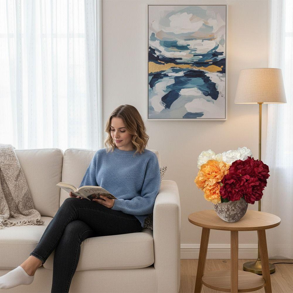 Многоцветный Искусственный Цветок Пион 5 Головок Шелковые Лепестки Искусственный Цветок Пион Цветочная Композиция Листья Реалистичные Цветы Пиона Подарок