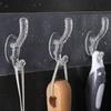 Row Transparent Autohesion for Bathroom,Kitchen Storage Rack Wall Hooks Key Holder Clothes Hanger