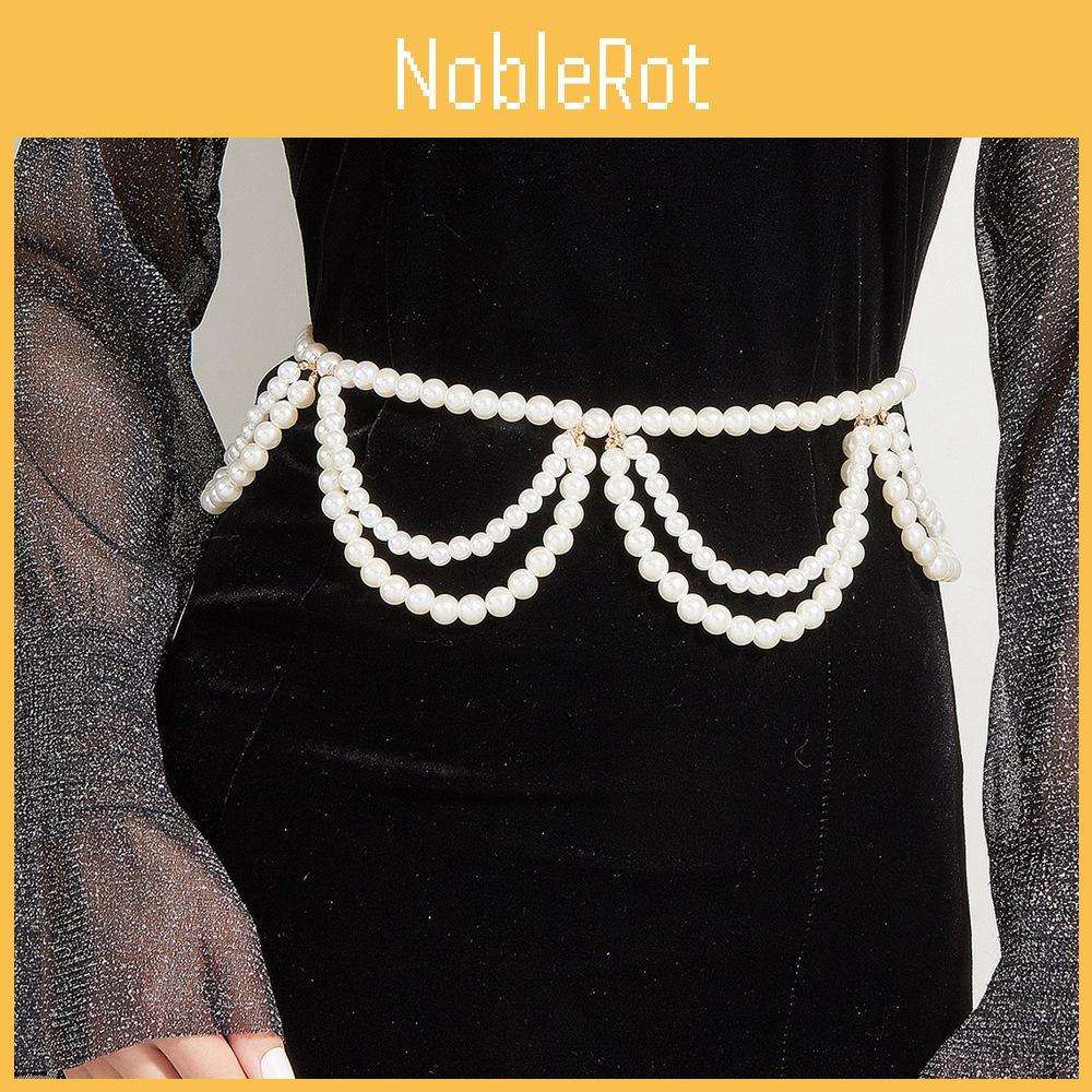 Modern Women Pearl Tassel Waist Chain With Double Waist Jewelry Accessory Dress