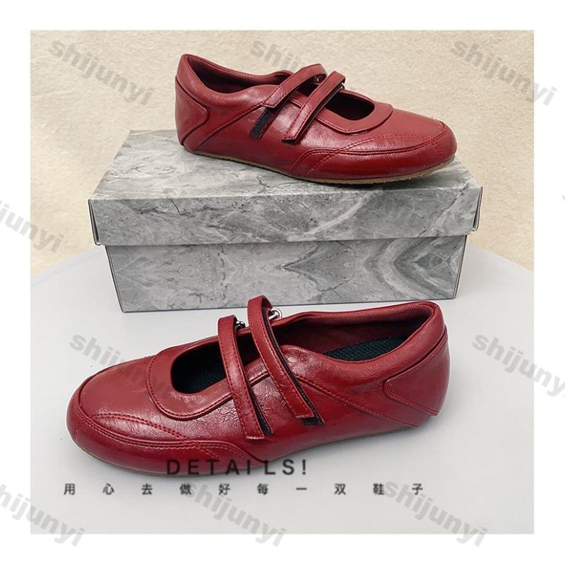 Модные женские леопардовые балетки 2025 Новая мода Винтажные красные туфли Мэри Джейн для улицы Легкие удобные слипоны Роскошные балетки