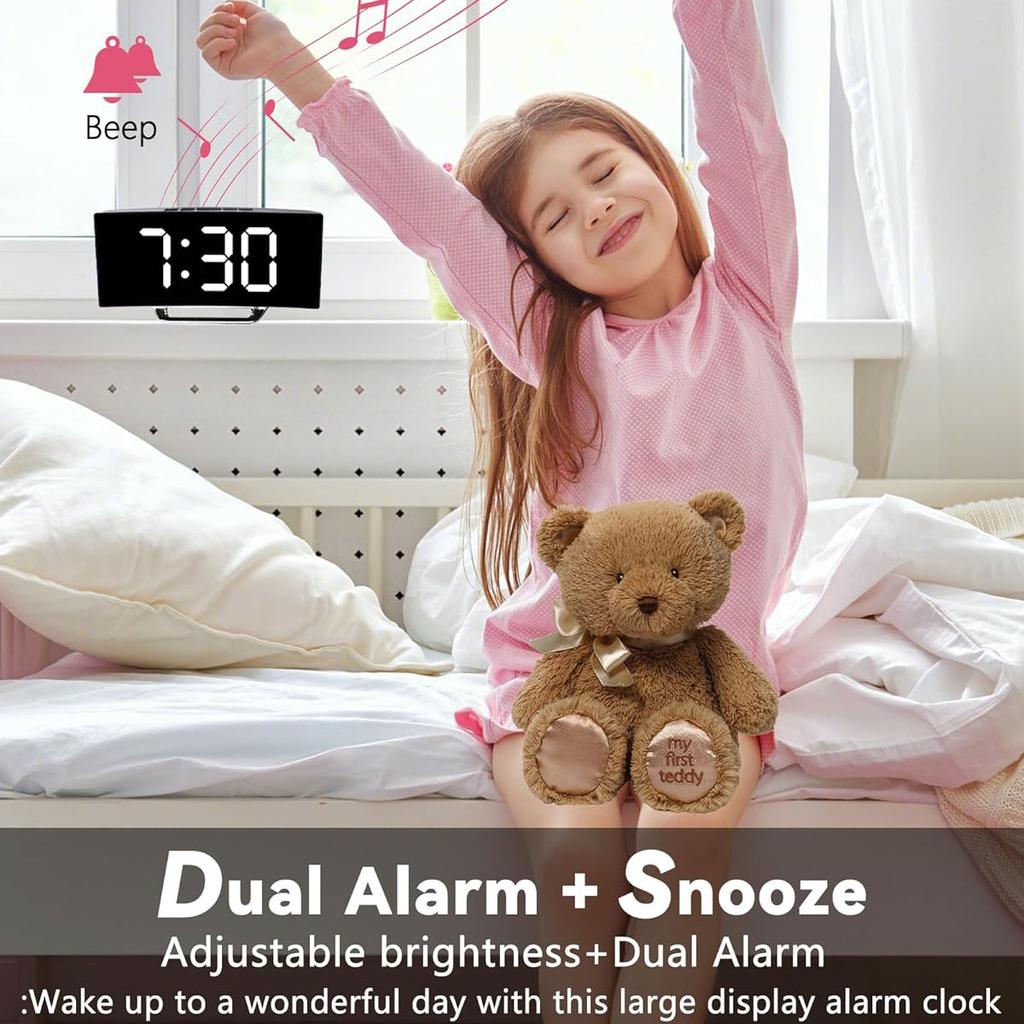 Цифровой будильник с двумя будильниками, прикроватные часы с температурой, датой, яркостью, функцией повтора