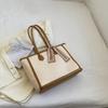 Contrasting Color Large-capacity Bag Women's 2025 New Summer Fashion Texture Commuter Bag Versatile Shoulder Bag Shopping Bag