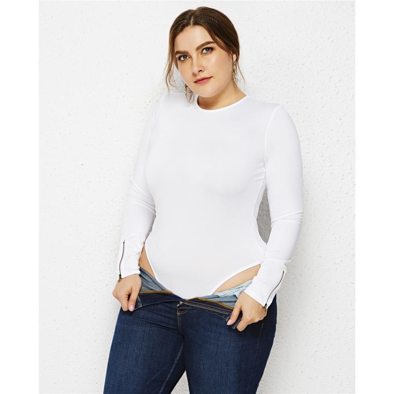 Женский цельный сплошной цвет с длинными рукавами, сексуальный комбинезон с защитой от воздействия больших размеров