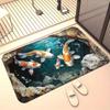 3D Кои Рыба Печать Диатомитовая Напольный Коврик, Противоскользящий и Впитывающий Воду Напольный Коврик, Диатомитовый Коврик для Ванной