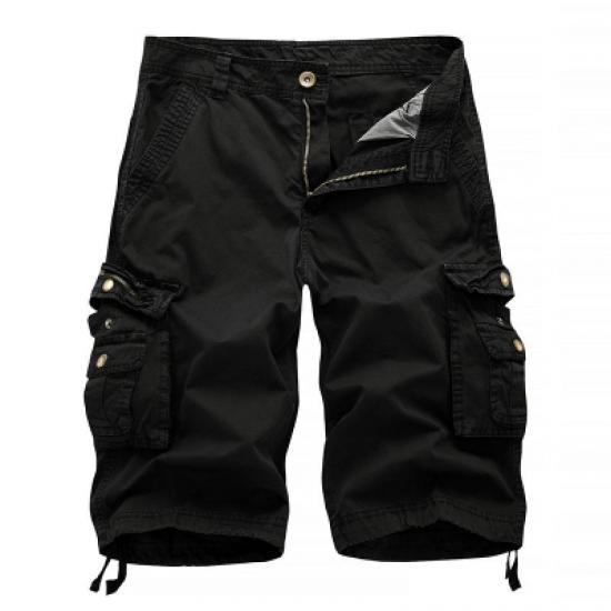 2024 Casual Shorts Men Summer Military Mens Cargo Shorts Fanshion Multi Pocket Cargo Shorts Men Cotton Solid Knee Length Straight