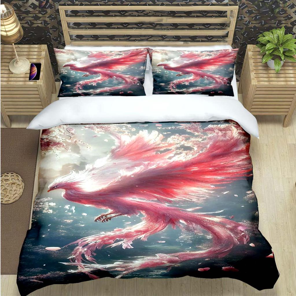 3D Популярный Мифический Зверь Феникс Принт Постельные Комплекты Постельные Принадлежности Набор Пододеяльник Набор Подростки Девочки Мультяшный Полуторный Односпальный Детский Подарок