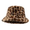Cute Print Leopard Winter Fisherman Hat Womens Cozy Flat Top Cap Rabbit Hair