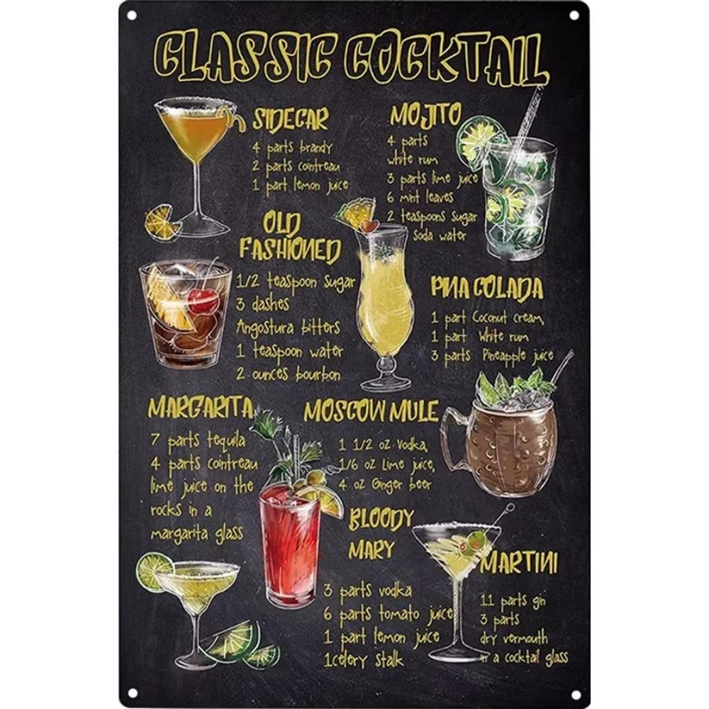 Vintage Cocktail Metal Martini Retro Signs Plaques Plate Poster Popular Bar Club Wall Decorative Room Stickers Decor