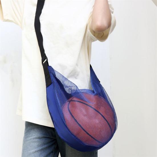 Single Ball Bag Crossbody Basketball Carrier Bag Waterproof Zippered Gym Shoulder Bag with Mesh Pocket Adjustable Strap for Carrying Soccer Volleyball