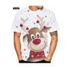 Fashion Men's and Women's 3D Christmas Elk Printed T-shirt Funny Tops Novelty Christmas Short Sleeve Size