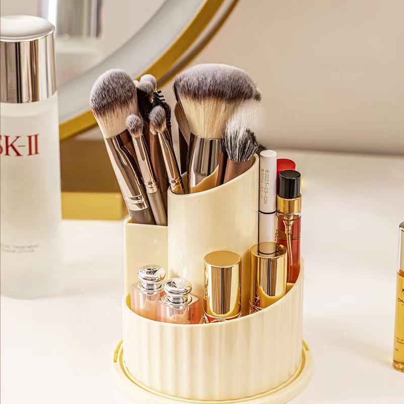 Makeup Storage Box Dustproof Rotating Large Capacity Makeup Brush Storage Cylinder Dressing Table Desktop Pen Holder