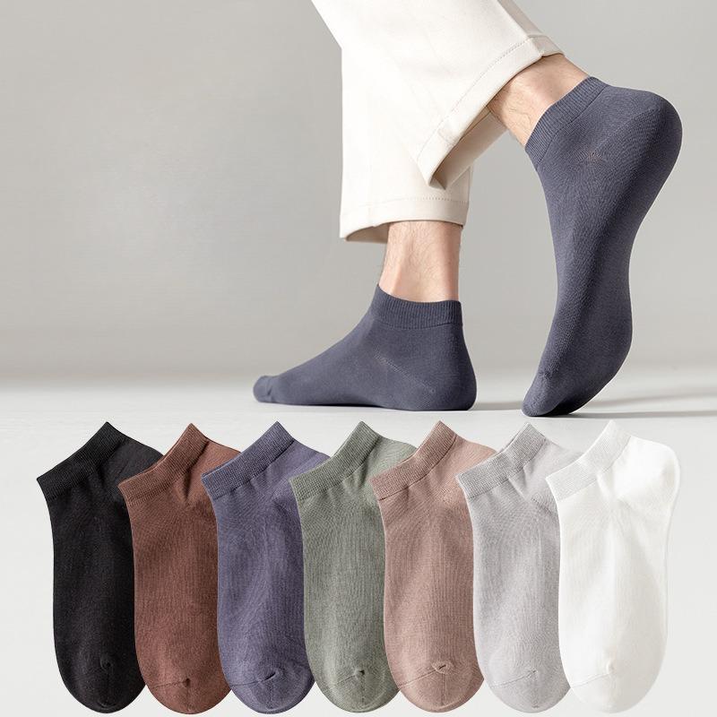Socks Summer Men's Cotton Non-drop Heel Short Solid Colour Antibacterial Anti-odour Handmade Boneless Cotton Boat Socks
