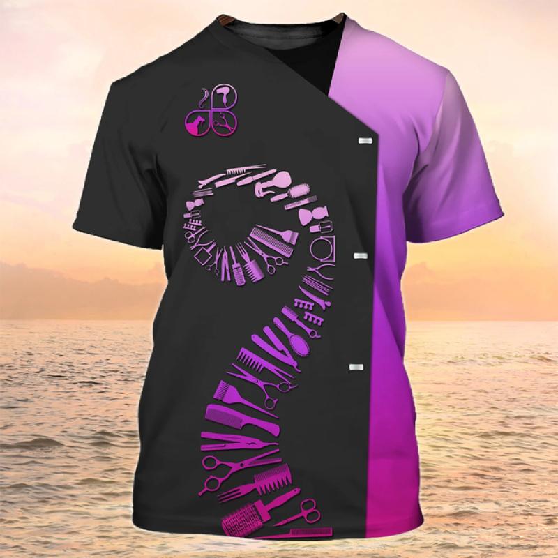 Женская футболка, модная парикмахерская рубашка, женский забавный топ с короткими рукавами на заказ, повседневная женская одежда больших размеров в стиле ретро