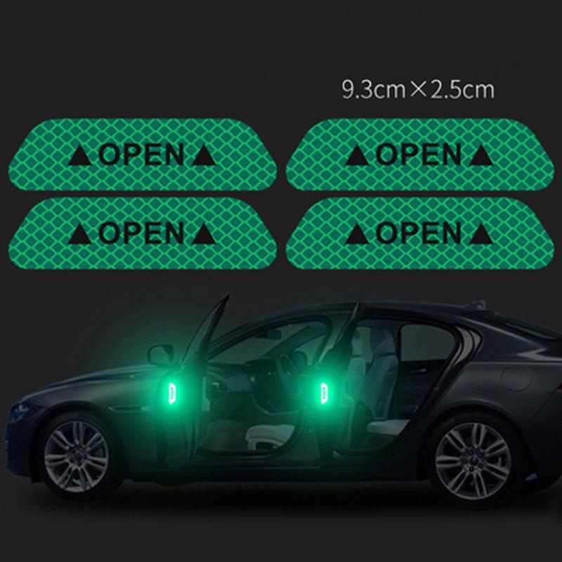 4 шт. Наклейка на дверь автомобиля OPEN Светоотражающая лента Предупреждающая наклейка KTY
