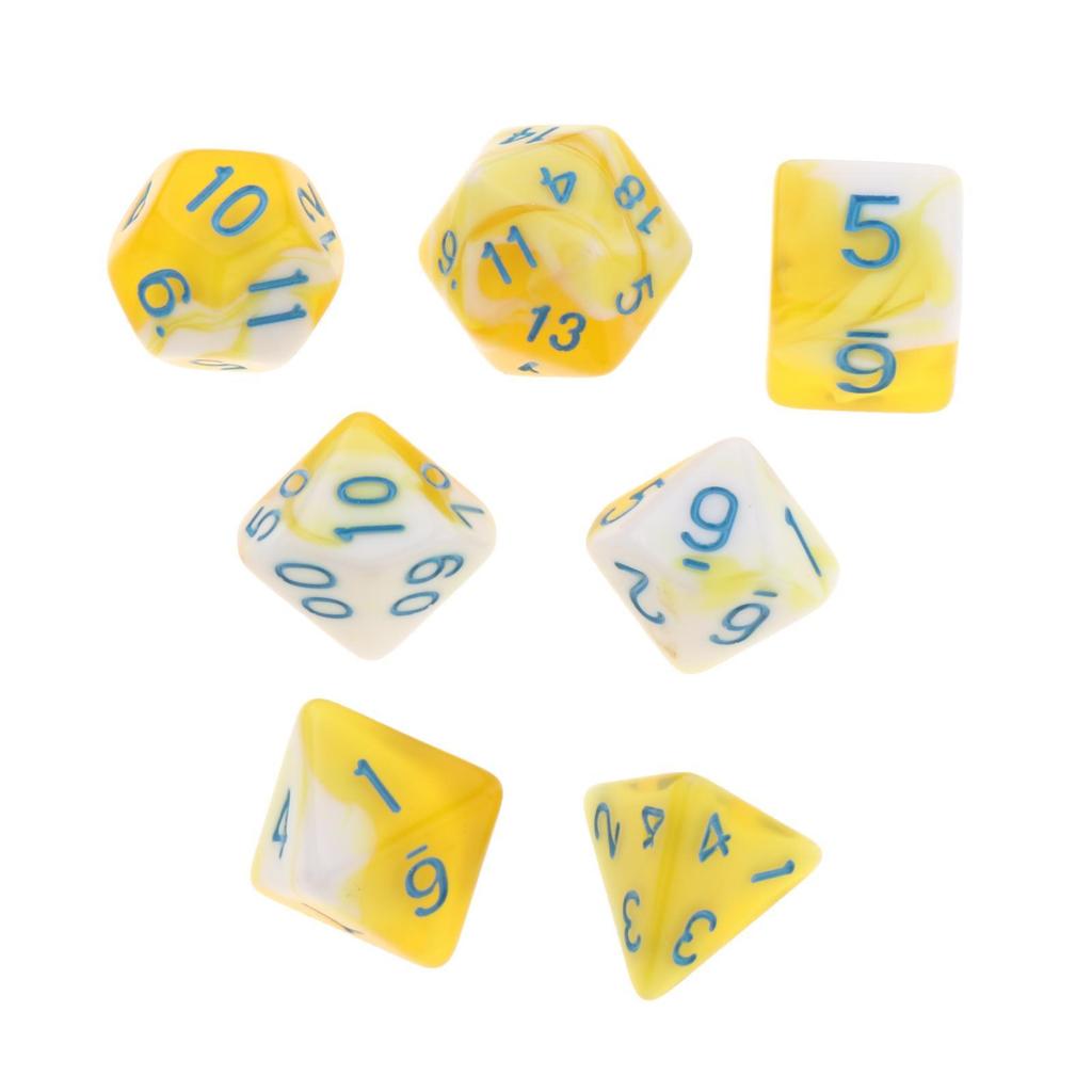 Набор из 7 шт. Акриловые многогранные кубики Double-Colors D8 D10 D10% D12 D20 для настольных игр, семейных игр, RPG