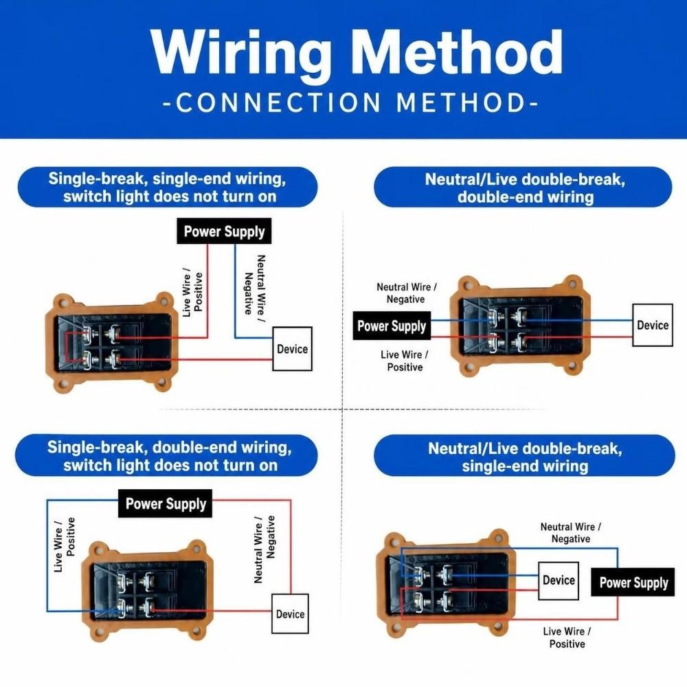 12V-24V Marine Rocker Switch 110V-220V High Current Connetor Inline Power Cord Switch