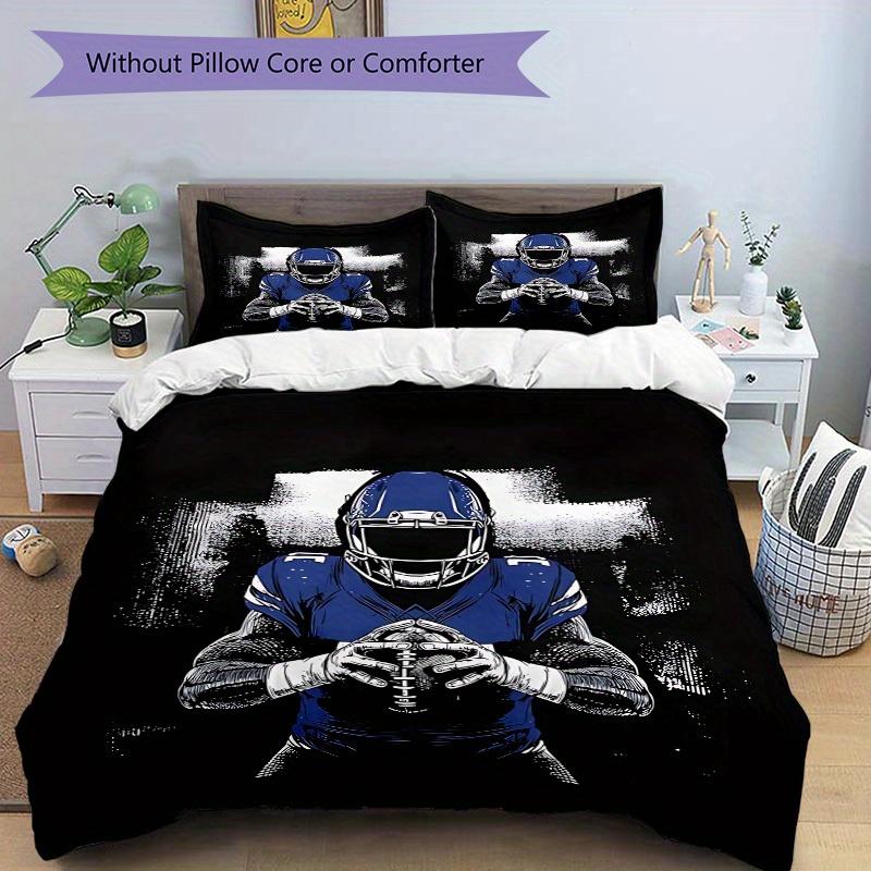 3pcs set Football Player 1 Quilt Cover + 2 Pillowcases, All Seasons Bedroom Setting, Perfect for Home and Dorm Decor a167