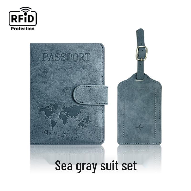 Набор: меняющий цвет держатель для паспорта из ПУ кожи и багажная бирка с RFID-защитой