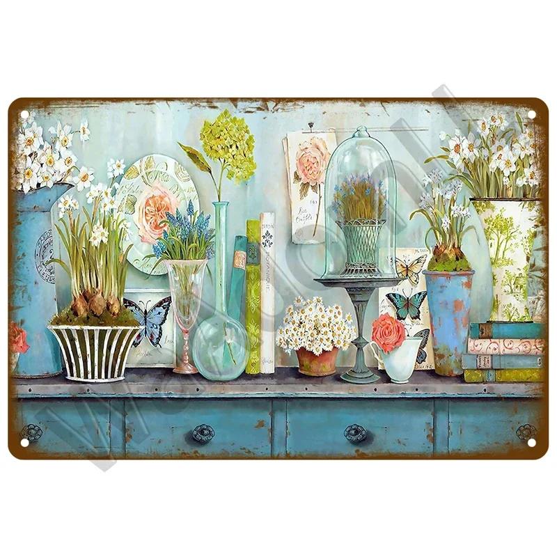Vintage Metal Tin Sign Retro Cafe Garden Wall Art Home Decor Plaque for Room Farmhouse Painting Gift Perfect for Wall Mural D