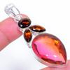 Bi-Color Tourmaline, Smokey Gemstone 925 Sterling Silver Jewelry Pendant 2.5" AH-3355