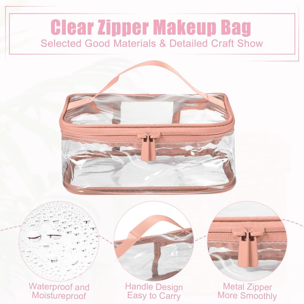 VOCOSTE Makeup Clear Makeup Transparent for Cherry Blossom and Navy Pouch, Bag, Waterproof, PVC, Travel, 2-Piece Set,