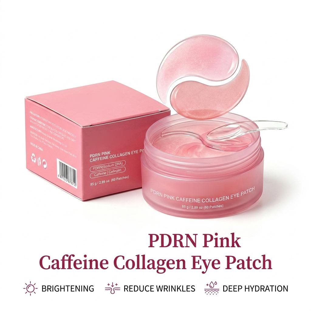 Pink Caffeine Collagen Eye Mask Gentle Hydrating Lock Moisture Firming Improve Eye Area Relaxation Nourishing Skincare 60 Pcs