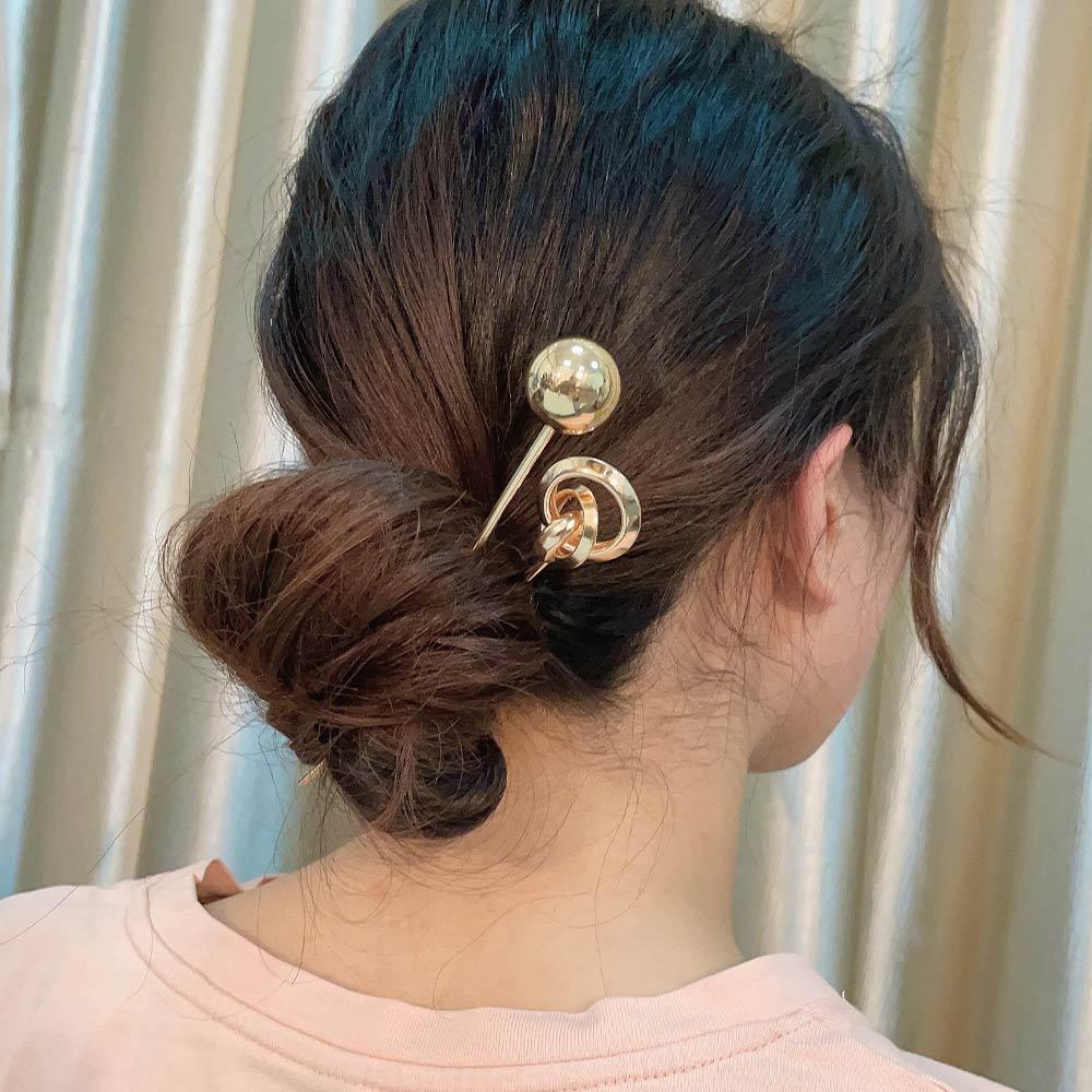 Women Hollow Simple Temperament Gold Color Hair Sticks Hair Fork Metal Hairpins Hair Accessories