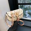 Fashion Retro Printed Saddle Bags for Women Flap Small Crossbody Bag Ladies PU Leather Shoulder Bag