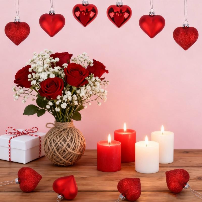 Heart Ornament Heart Baubles Hanging Ornament for Valentine Day Decors Mother Day Christmas Tree Wedding Party Decoration