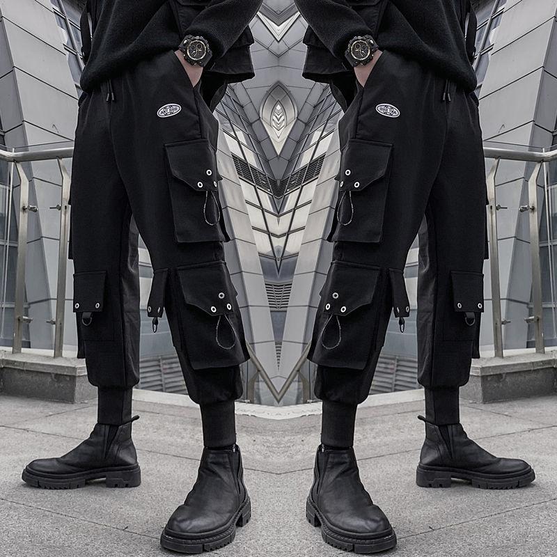 Модные повседневные черные брюки-карго Мужская модная одежда Брюки-карго Уличная одежда Модные брюки Harajuku Бегуны Беговые японские спортивные штаны