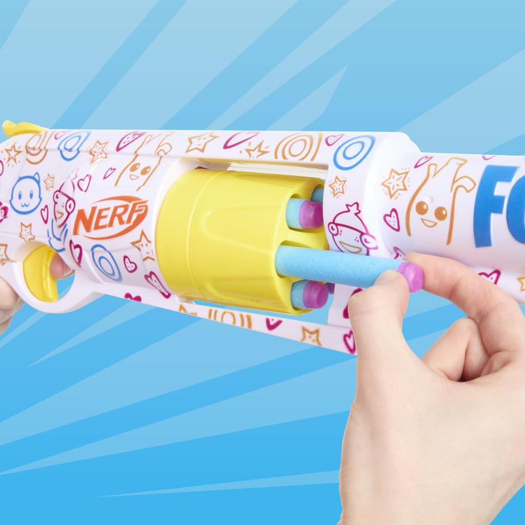 Nerf Fortnite FRENZ 4 EVER Blaster, виртуальный код, упаковка FRENZ 4 EVER, 6 элитных дротиков, барабан для 6 дротиков, подарочный продукт Fortnite G1132, аутентичный продукт