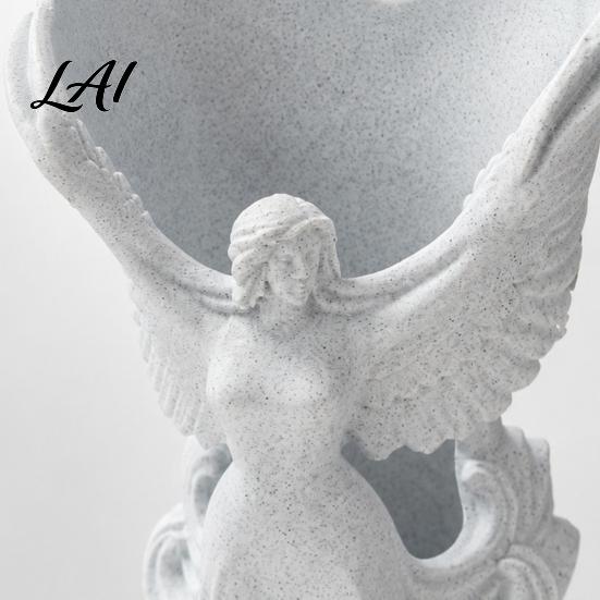 Desktop Organizer for Women 3D Printed Angel Wings Vase & Pen Holder Sculpture Office Supplies Storage Decor Multi‑Functional Dry Flower