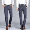 Модные повседневные брюки-стрейч, мужские весенне-осенние брюки из хлопка и льна, узкие модели, прямые брюки среднего возраста