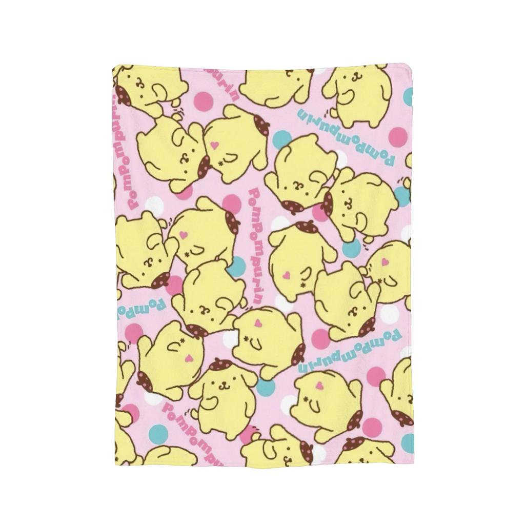 Плюшевое одеяло с помпонами Pom Pom Purin, забавное плед для дома, отеля, дивана, 150*125 см, одеяло