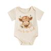 Baby Girl Summer Romper Short Sleeve Round Neck Cow Letter Print Bodysuit Newborn Playsuit