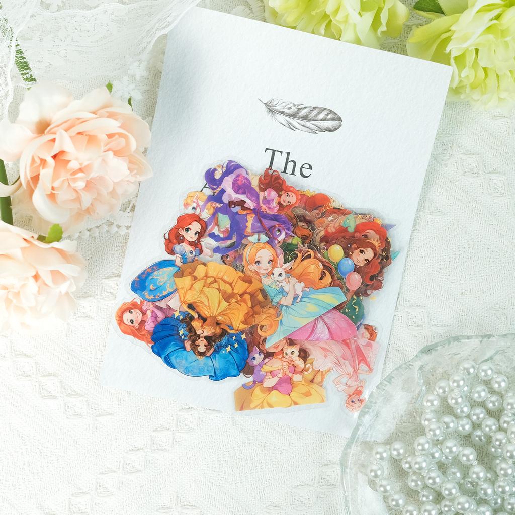 50 Наклеек серии «Принцессы из сказок», прозрачные водонепроницаемые наклейки, наклейки для награждения детей, для DIY, для украшения чехла мобильного телефона, стакана для воды