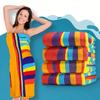 1pc Extra Large Striped Beach Towel - Ultra-Soft Microfiber, Quick-Dry & Sand-Free, Vibrant Tropical Stripes for Travel, Yoga,