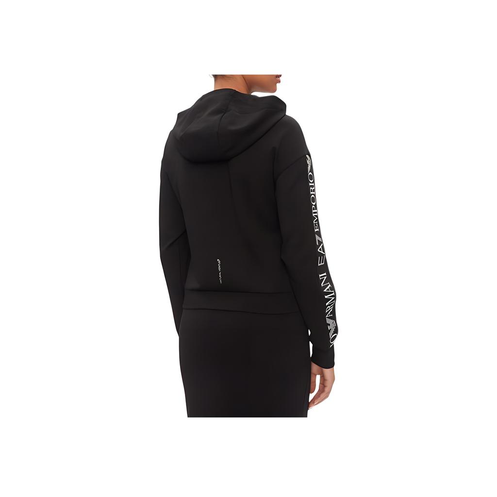 Emporio Armani EA7 Свитшот с капюшоном и принтом из букв Свободный с длинным рукавом Женский свитшот Черный 3DTM32-TJKWZ-1200