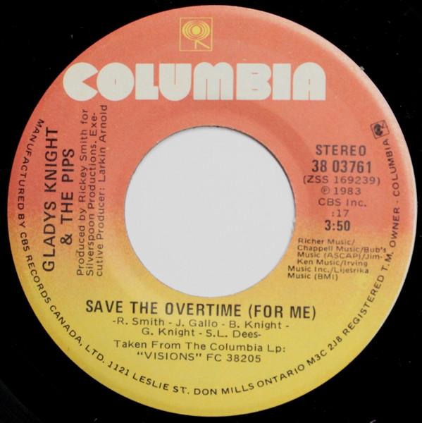 7-дюймовая пластинка GLADYS KNIGHT THE PIPS Save The Overtime For Me 3803761 Columbia 1983 Канада Soul Funk Б/у