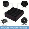24-Cell Collapsible Organizer for Socks, Underwear, Ties, Accessories - Foldable, Mold-Resistant Fabric Storage Box Divider