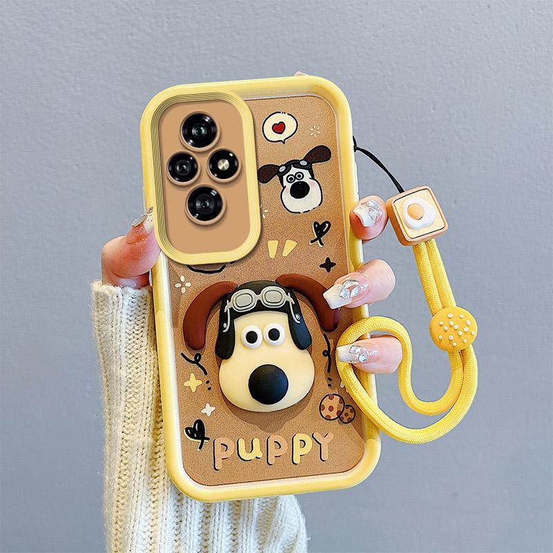 KEYSION Противоударный чехол для HONOR 200 Pro 5G с ремешком, мягкий силиконовый милый 3D-мультяшный чехол для телефона-куклы для Huawei Honor 200 5G