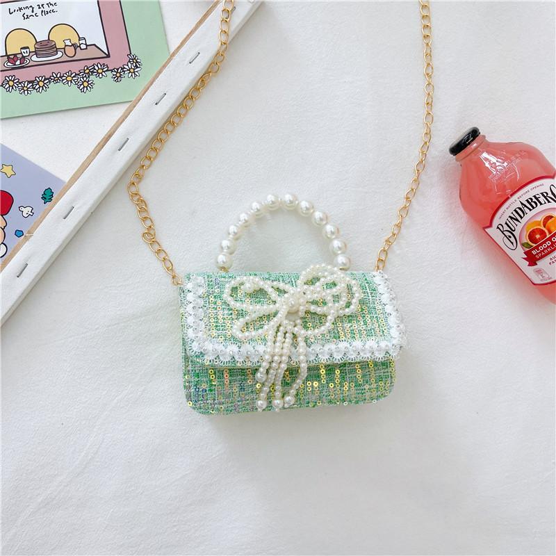 Модная детская сумка через плечо из ПУ с жемчужной цепочкой для стильных детей