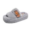 Fashion 2024 New Summer Square Toe Solid Color Belt Buckle Decoration Thick Sole Fashion Fur Slippers Indoor Home Casual Floor Slides