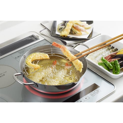 Кастрюля для темпуры Yoshikawa, 24 см, 2,6 л, нержавеющая сталь, подходит для индукционных и газовых плит, Гоги, сделано в Японии, Цубаме-Сандзё, YJ2555