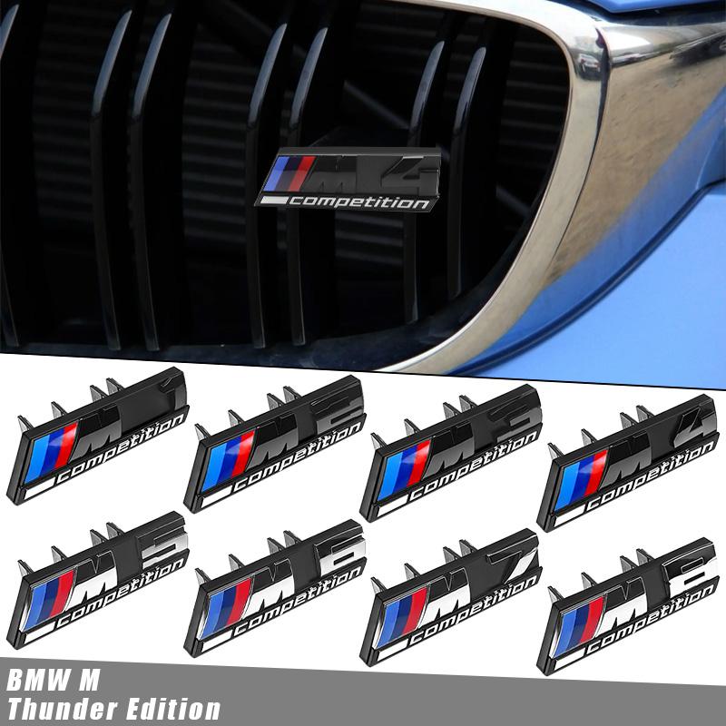 ABS Car Styling Front Grille Emblem Stickers Accessories For BMW M Power Thunder M1 M2 M3 M4 M5 M6 M7 M8 F48 G01 E84 F30 G11 G07