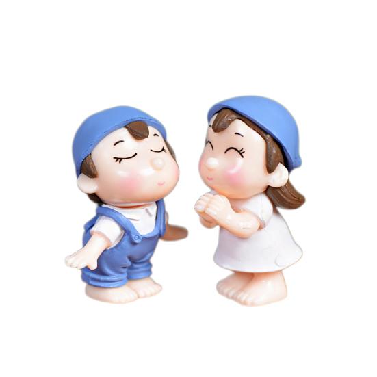 2шт мальчик девочка дети пара миниатюрный орнамент ремесло DIY пейзаж кукольный домик декор