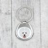 Bichon Frise, Bichon Tenerife, Bichon a Poil Frise - Geometric Keychain with a Photo and the Inscription Art-Dog